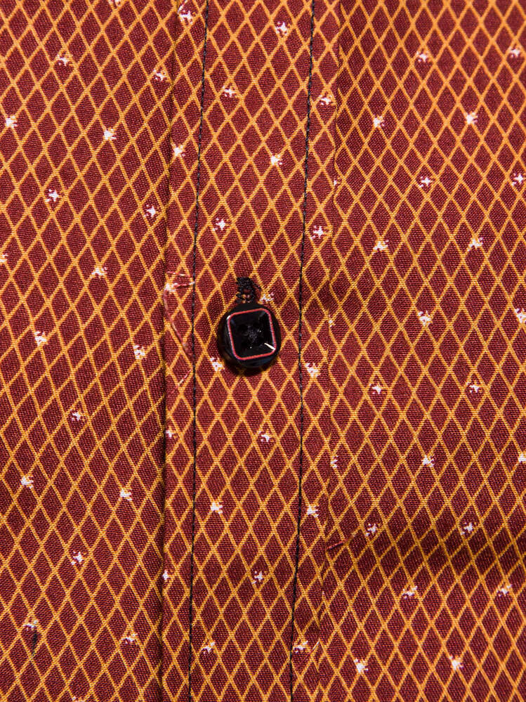 Manfinity Mode גברים הדפס משובץ מכופתר חולצה - כתום חלוד - ראה 5