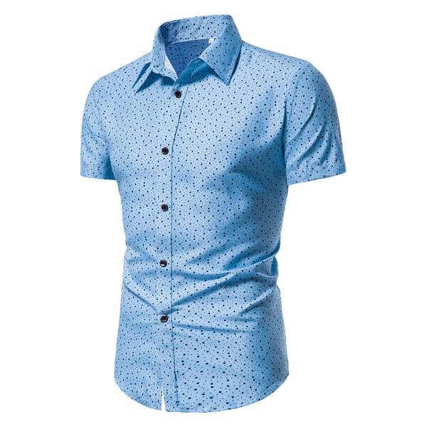 

Men Galaxy Print Button Up Shirt, Blue