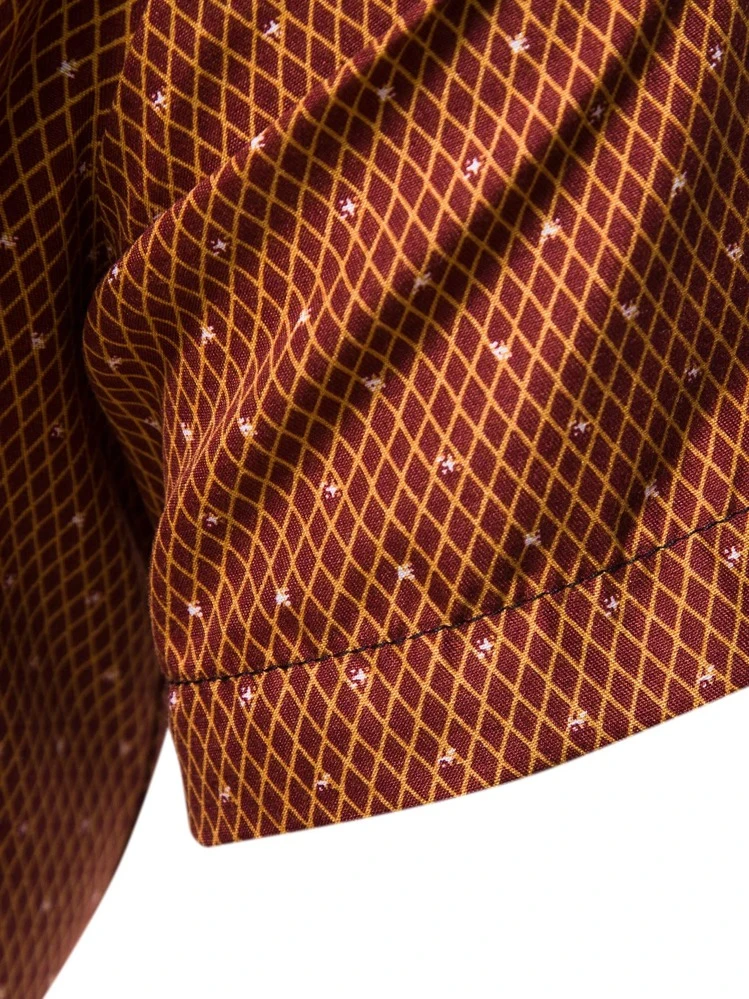 Manfinity Mode גברים הדפס משובץ מכופתר חולצה - כתום חלוד - ראה 6