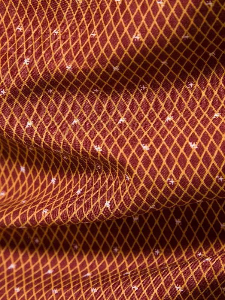 Manfinity Mode גברים הדפס משובץ מכופתר חולצה - כתום חלוד - ראה 7