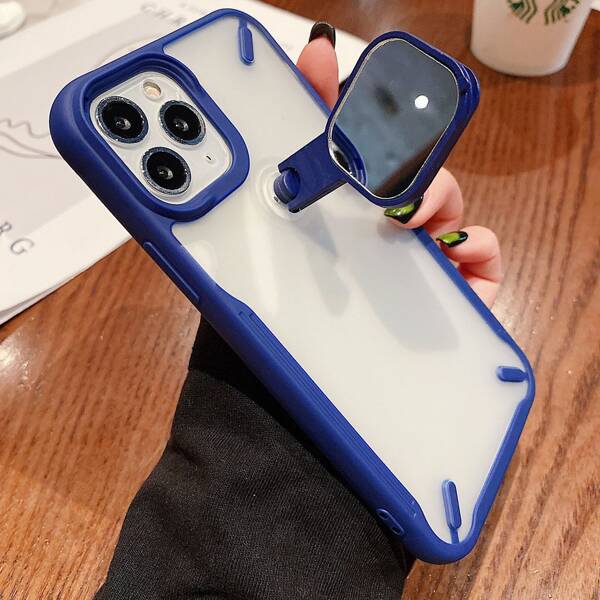 

Contrast Frame Phone Case With Mirror, Blue