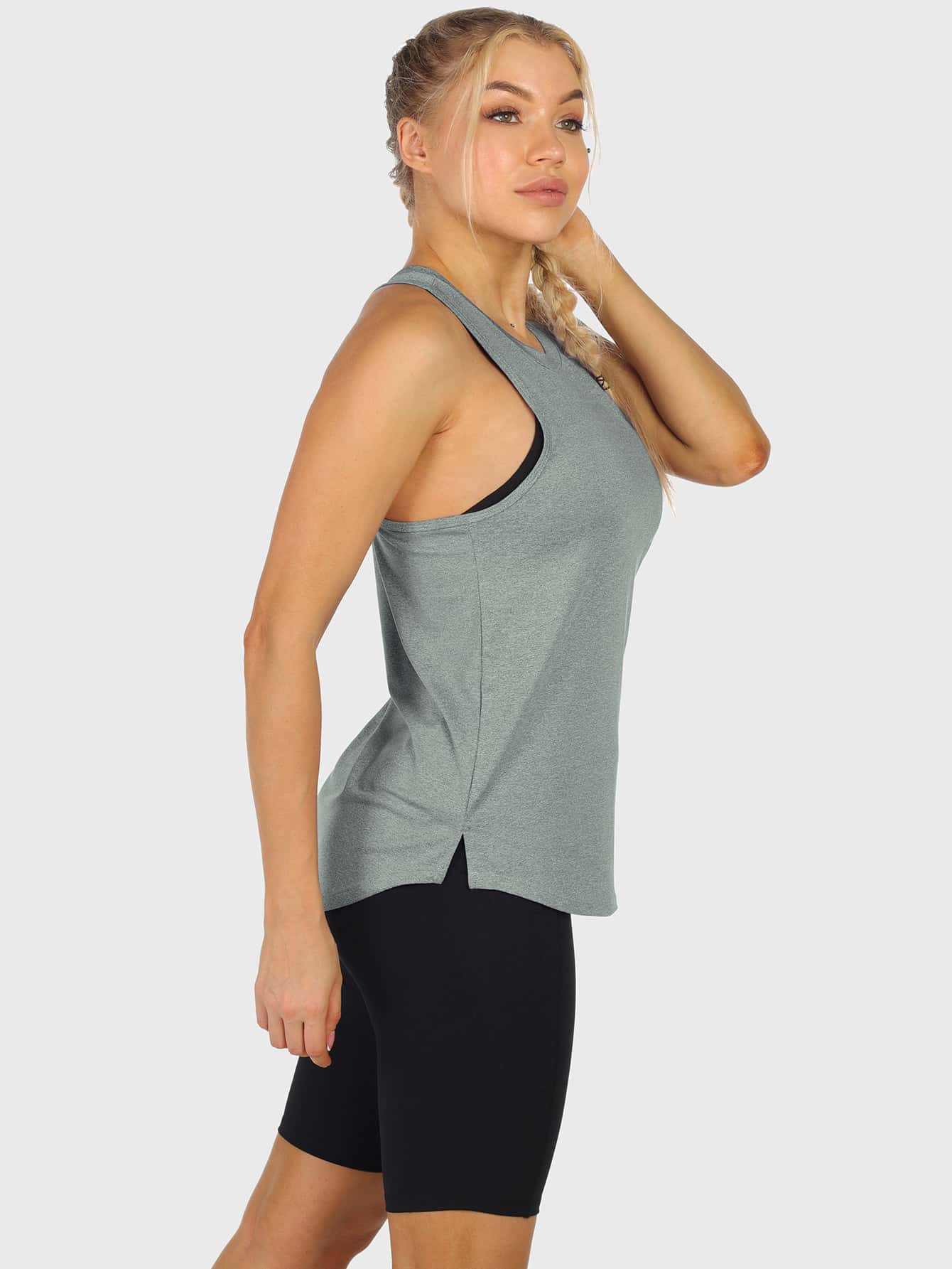 3Pcs/Set Sleeveless Sportswear With Crew Neck And Racerback Design Workout Tops - Multicolor - View 6