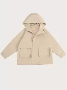 男孩插肩袖雙口袋連帽外套