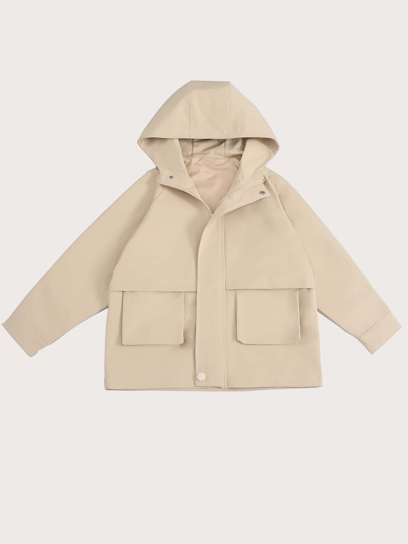 男孩插肩袖雙口袋連帽外套