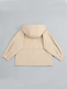 男孩插肩袖雙口袋連帽外套