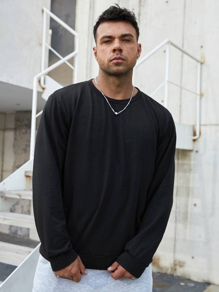 Manfinity Men Plus Wings Print Sweatshirt - Black - View 2