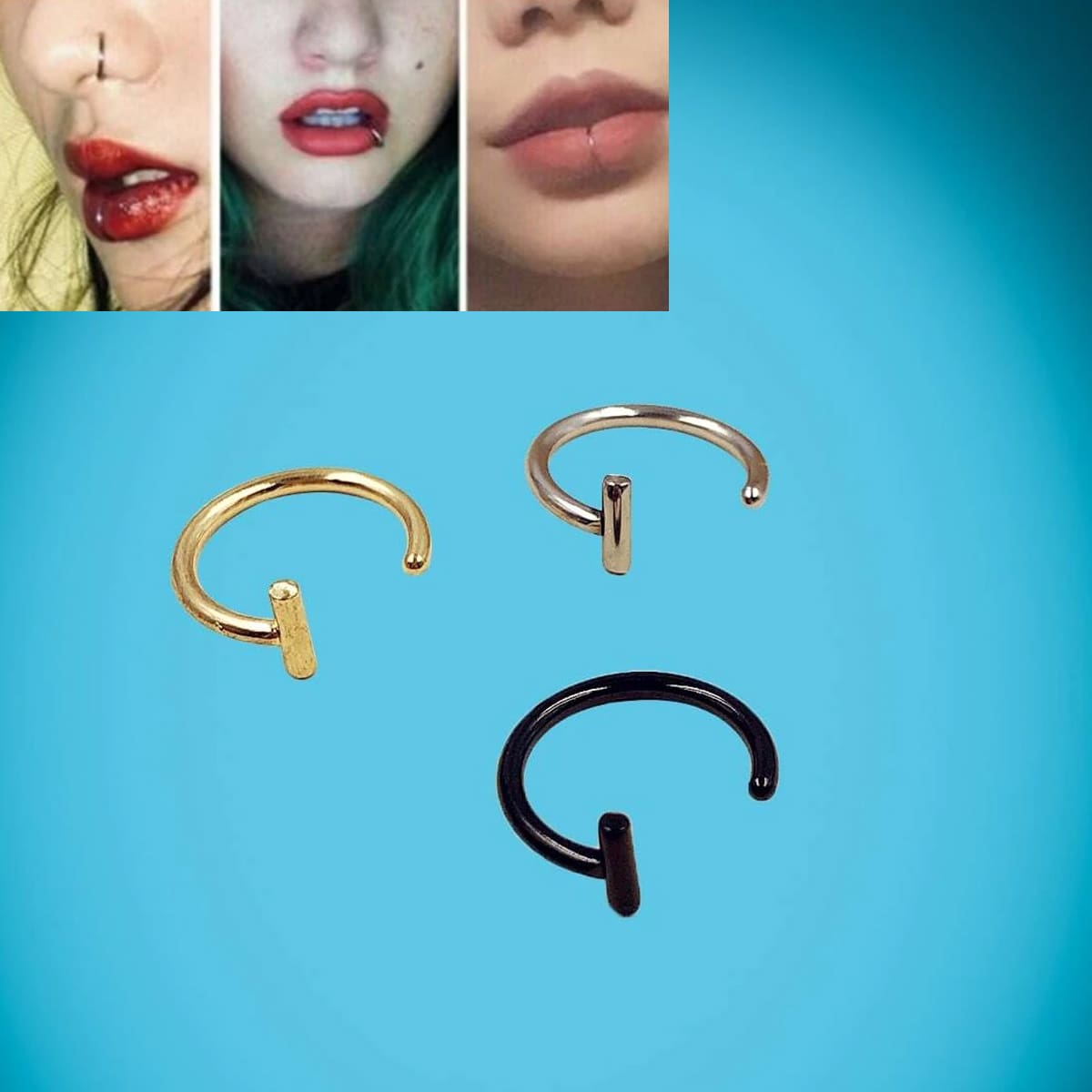 

3pcs Stainless Steel Body Ring, Multicolor