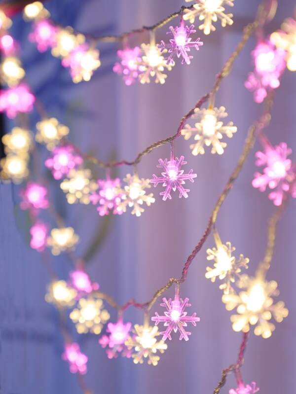 1pc String Light With 20pcs Snowflake Shaped Bulb