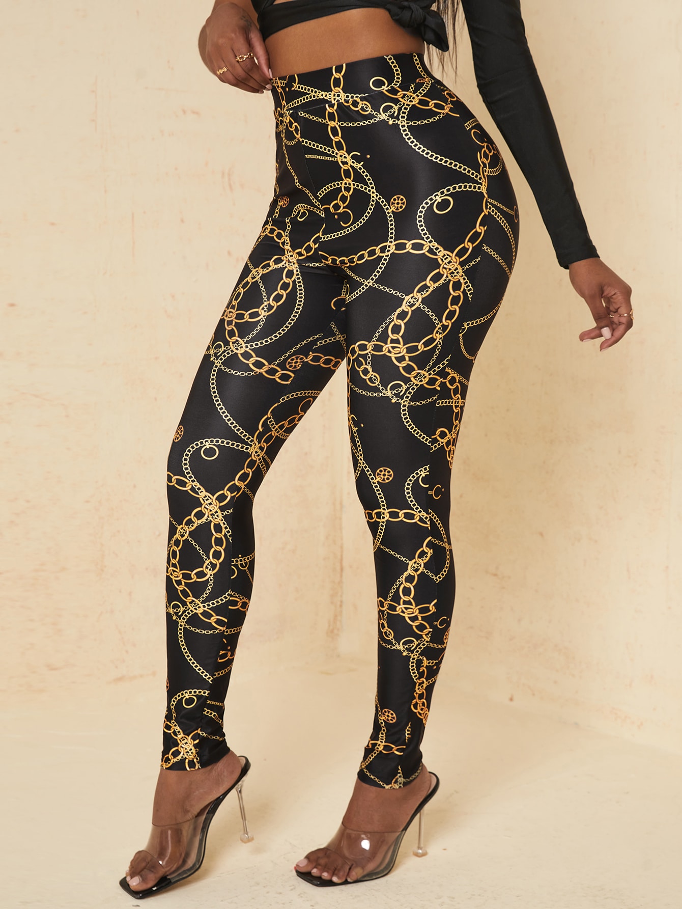 Chain Print High Waist Leggings | SHEIN