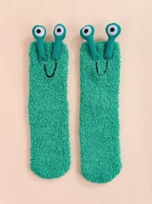 卡通設計中筒襪 - 綠色 - 查看 1