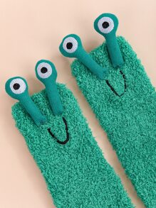 卡通設計中筒襪 - 綠色 - 查看 3