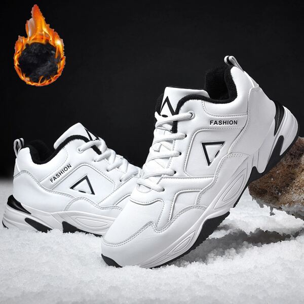 

Men Minimalist Graphic Chunky Sneakers, White