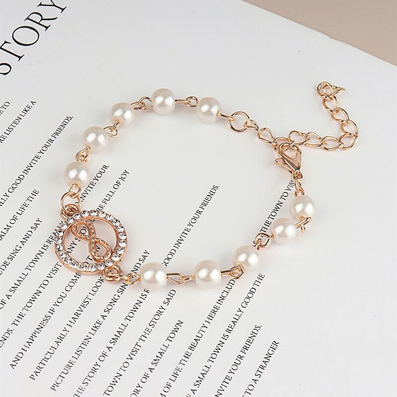 

Faux Pearl Decor Bracelet, Gold