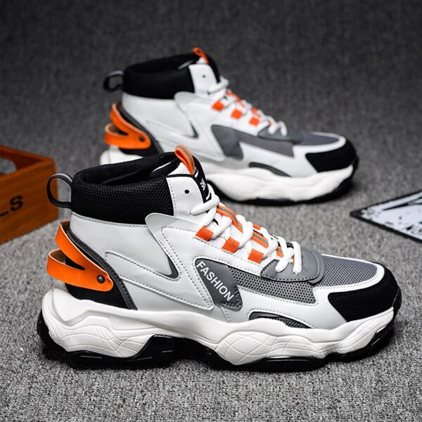 

Men Colorblock Breathable Chunky Sneakers, White