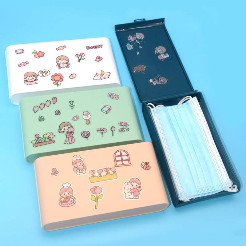 

1pc Cartoon Graphic Random Face Cover Storage Box, Multicolor