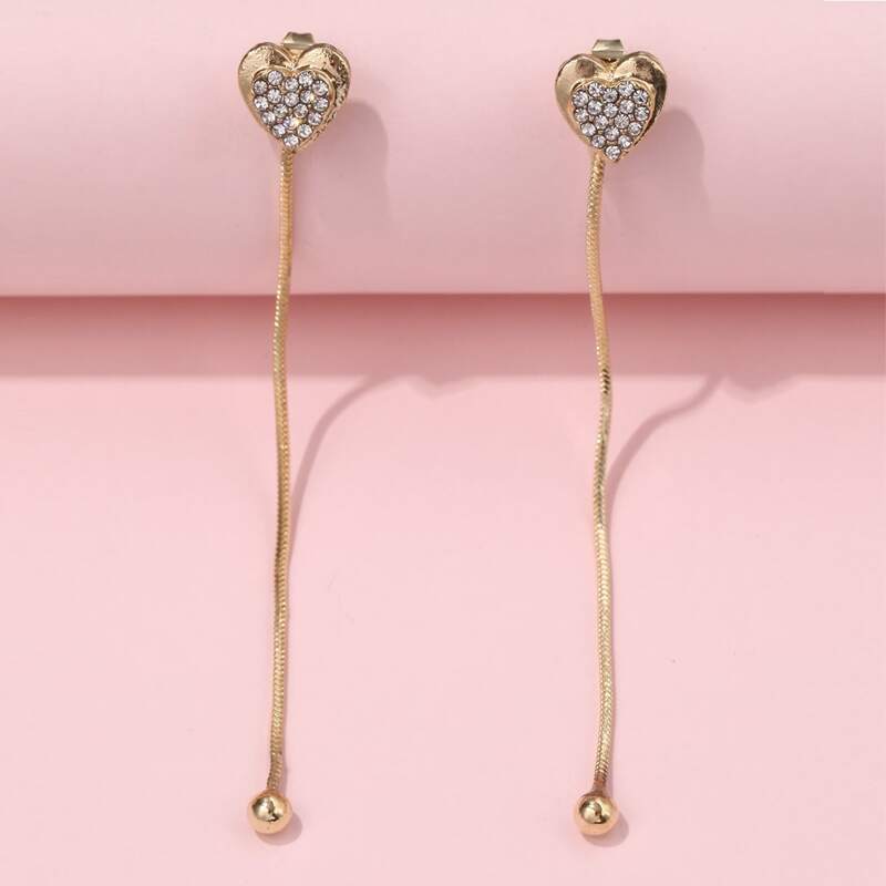 

Rhinestone Decor Earrings, Gold