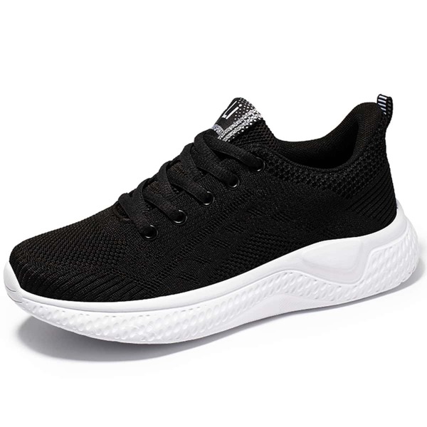 

Letter Graphic Knit Running Shoes, Black