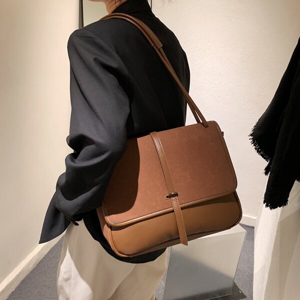 

Minimalist Flap Square Bag, Brown