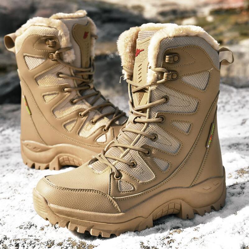 

Guys Minimalist Lace-up Front Snow Boots, Brown