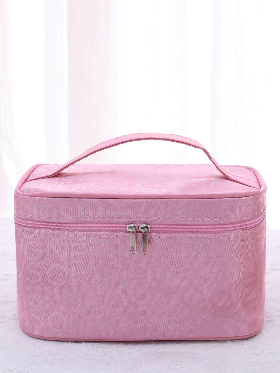 Letter Graphic Makeup Bag , Travel Essentials - Pink - View 1