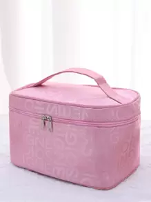 Letter Graphic Makeup Bag , Travel Essentials - Pink - View 3