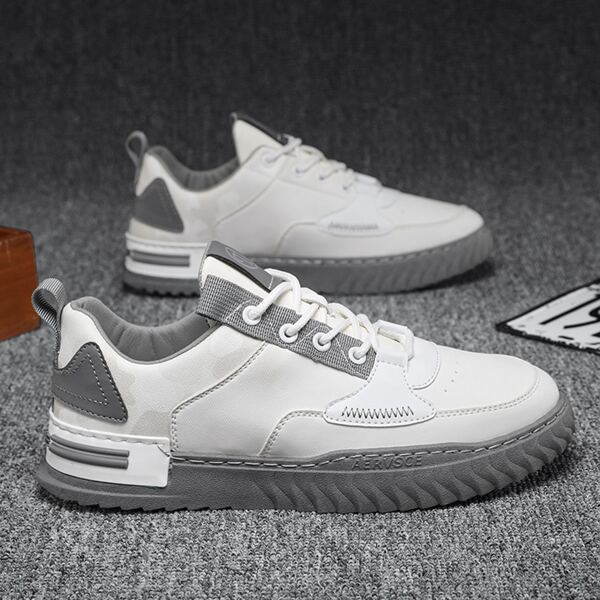 

Men Letter Patch Lace-up Front Sneakers, Grey