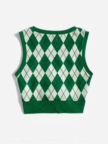 SHEIN Qutie Top tank con patrón de rombo - Multicolor - Ver 2