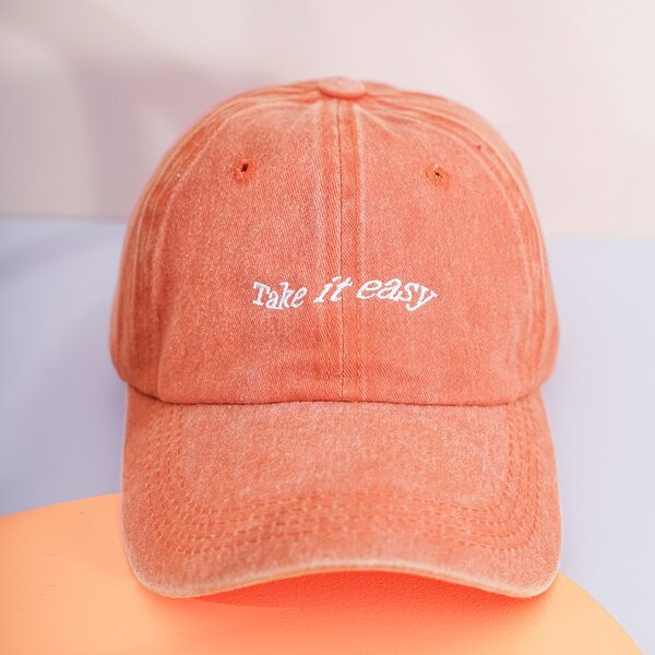 

Men Letter Embroidered Baseball Cap, Orange