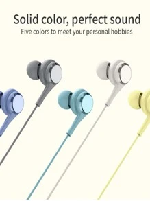 3.5MM Jack HD Microphone Stereo Sound Plain Wired In-ear Headphone - Green - View 3