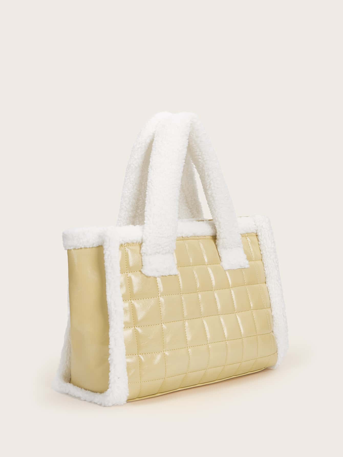 Plaid Contrast Binding Shoulder Tote Bag