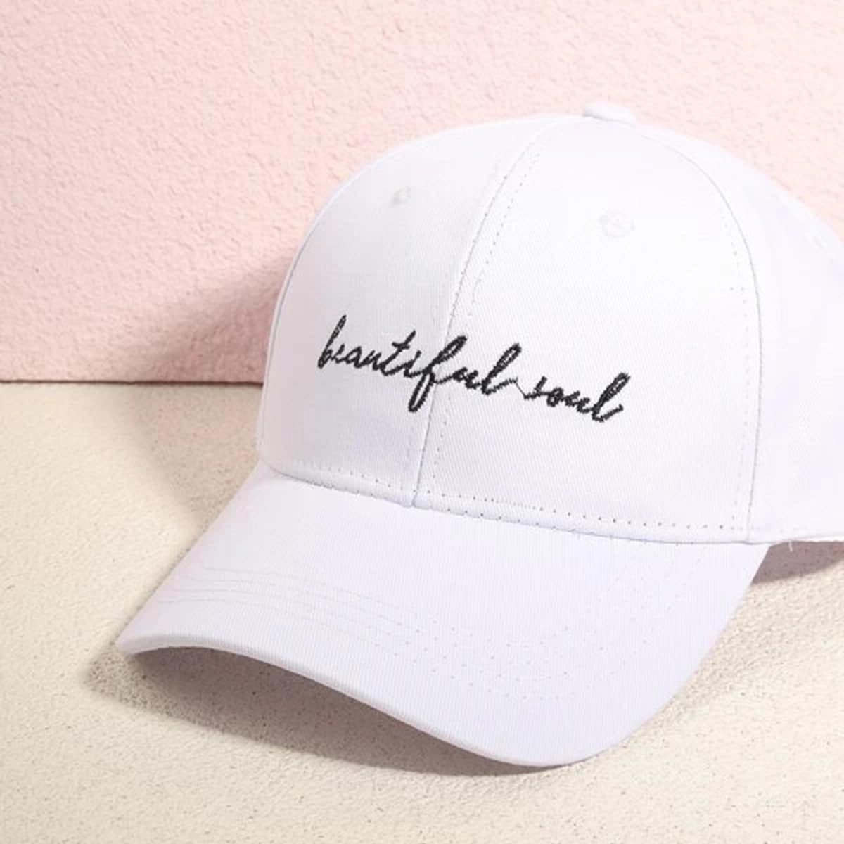 

Guys Slogan Graphic Embroidery Baseball Cap, White
