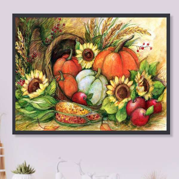

Flower Print DIY Diamond Unframed Painting, Multicolor