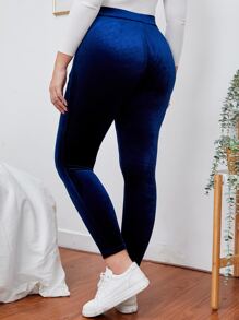 SHEIN LUNE Plus High Waist Velvet Leggings