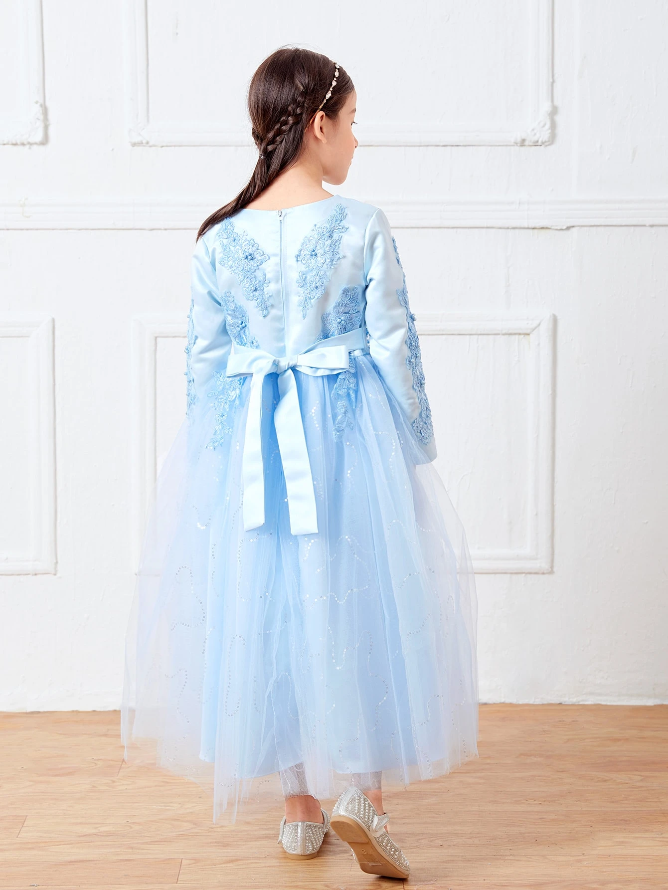 Prinzessinnenkleid Mädchen Mit Tüll Und Blumenstickerei - Festliches Ballkleid