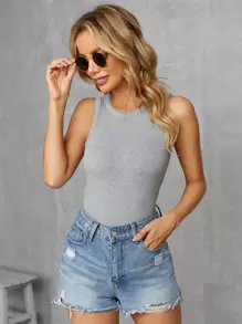 Muchica Top tank tejido de canalé - Gris Claro - Ver 2