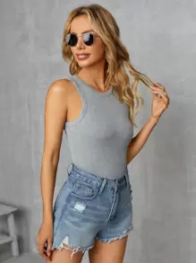 Muchica Top tank tejido de canalé - Gris Claro - Ver 4