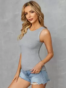 Muchica Top tank tejido de canalé - Gris Claro - Ver 5