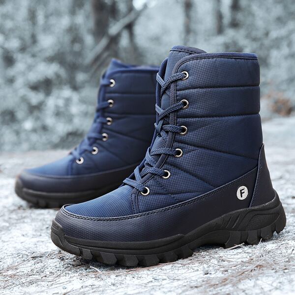 

Men Lace-up Front Snow Boots, Blue