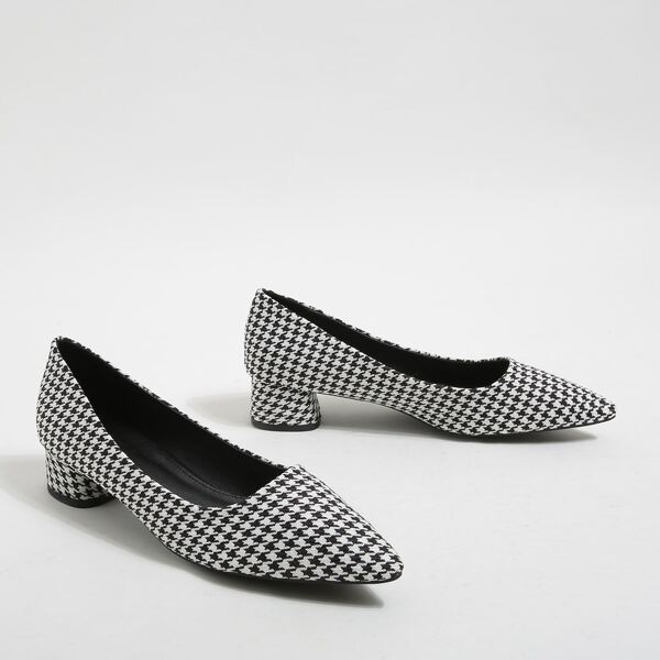 

Балетки с узором "хаундстут" Остроконечные, Черный и белый
