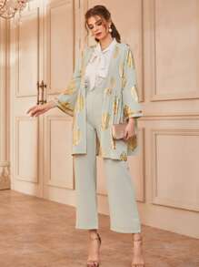 Modelyn Bộ đồ hai mảnh nữ Đồ họa Thanh lịch - Màu xanh Bạc hà - Xem 3