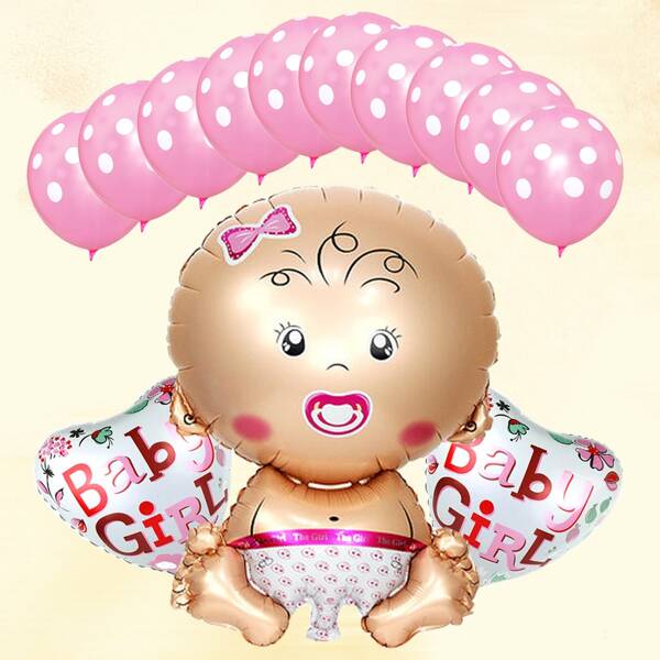 

13pcs Baby Birthday Party Balloon, Pink