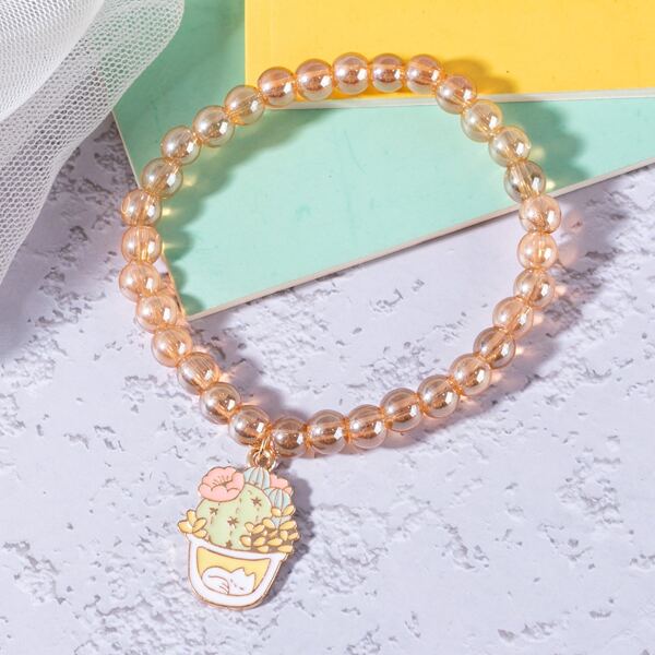 

Cactus Charm Beaded Bracelet, Multicolor
