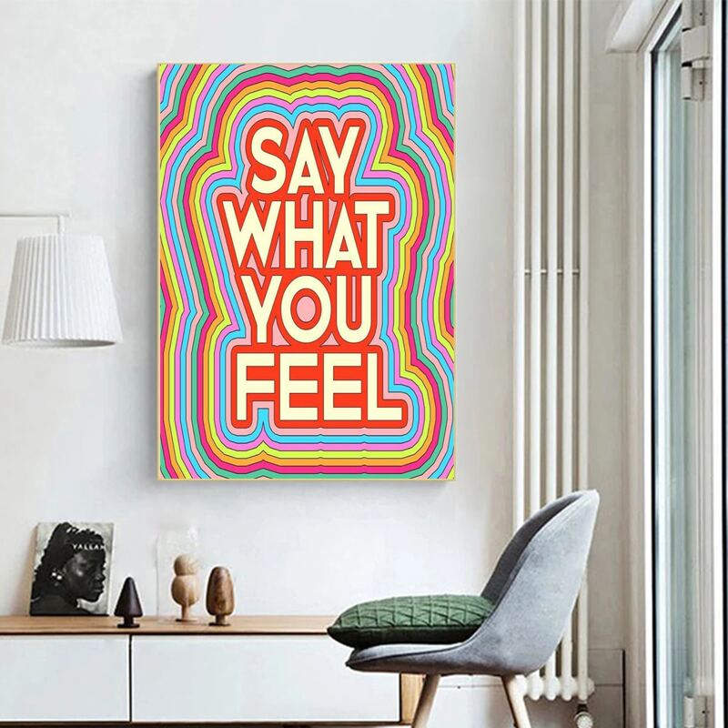 

Slogan Graphic Unframed Painting, Multicolor