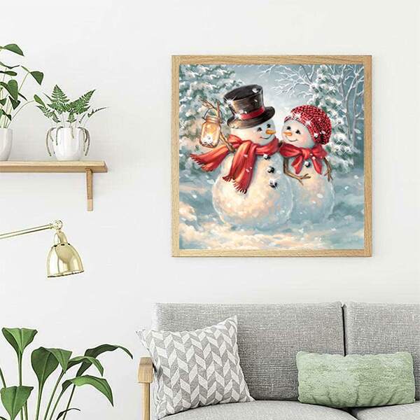 

Christmas Snowman Print DIY Diamond Unframed Painting, Multicolor
