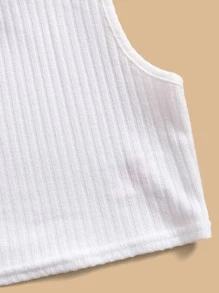 SHEIN Tween Girl 2 Packs Mock-Neck Rib-Knit Tank Top - Multicolor - View 3