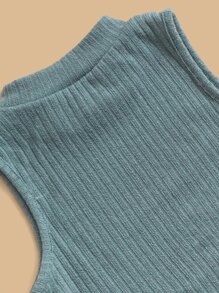SHEIN Tween Girl 2 Packs Mock-Neck Rib-Knit Tank Top - Multicolor - View 4