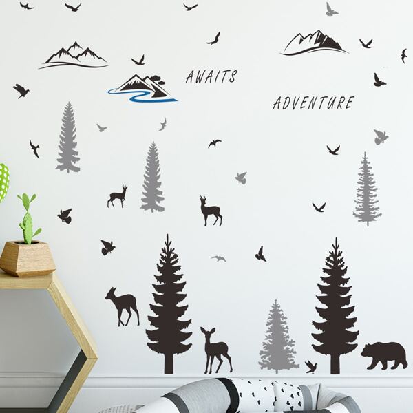

Animal & Plant Print Wall Sticker, Multicolor