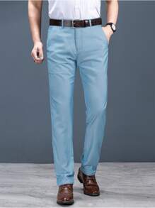 Manfinity 男士斜口袋不附腰帶錐形牛仔褲 - 淺色水洗藍 - 查看 1