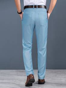 Manfinity 男士斜口袋不附腰帶錐形牛仔褲 - 淺色水洗藍 - 查看 2