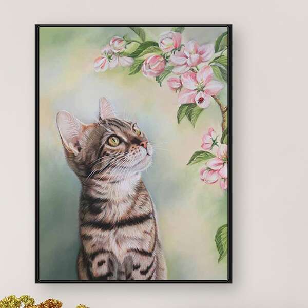 

Cat Print DIY Diamond Unframed Painting, Multicolor